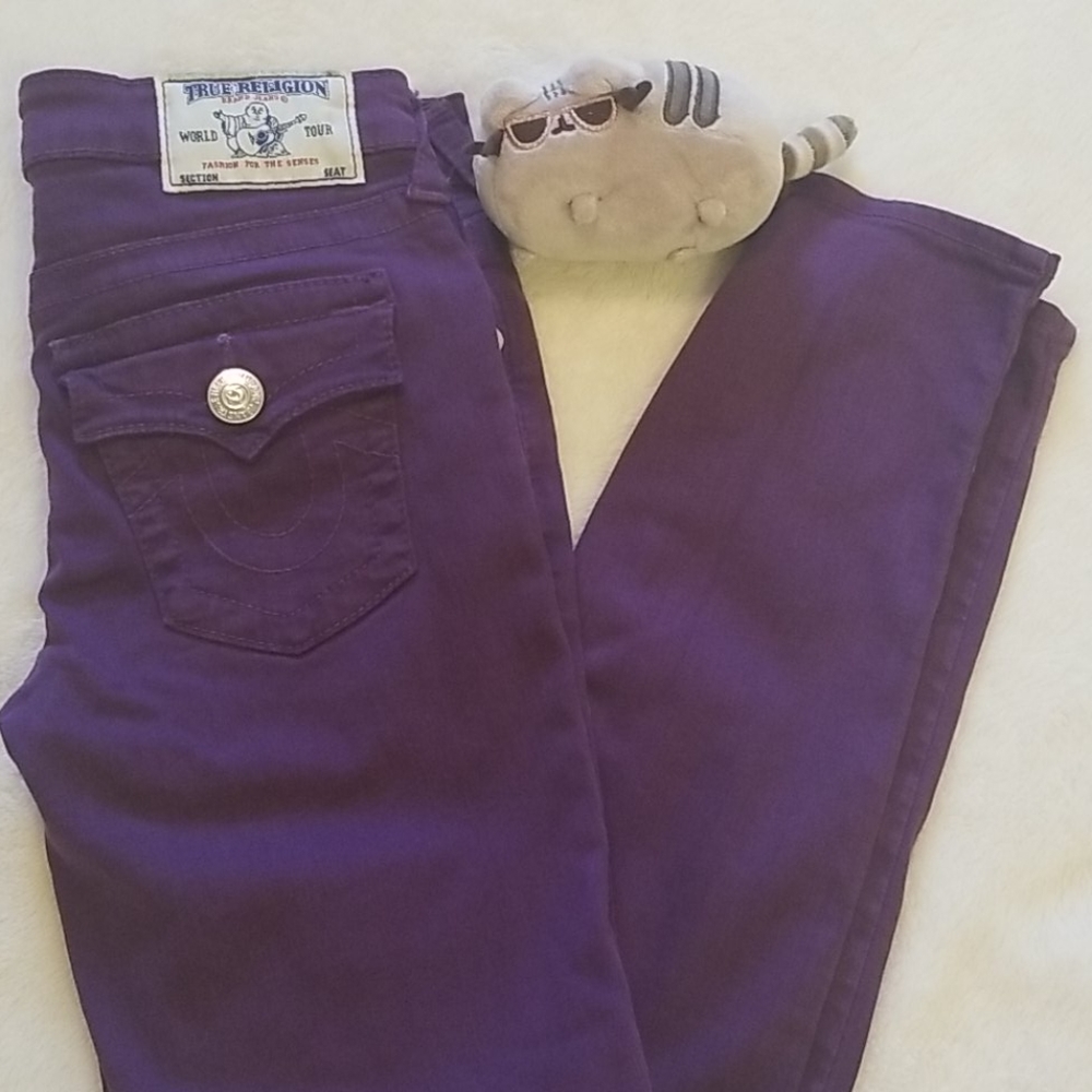 True Religion Girl's Purple Jeans Size 10 Skinny - Picture 1 of 10